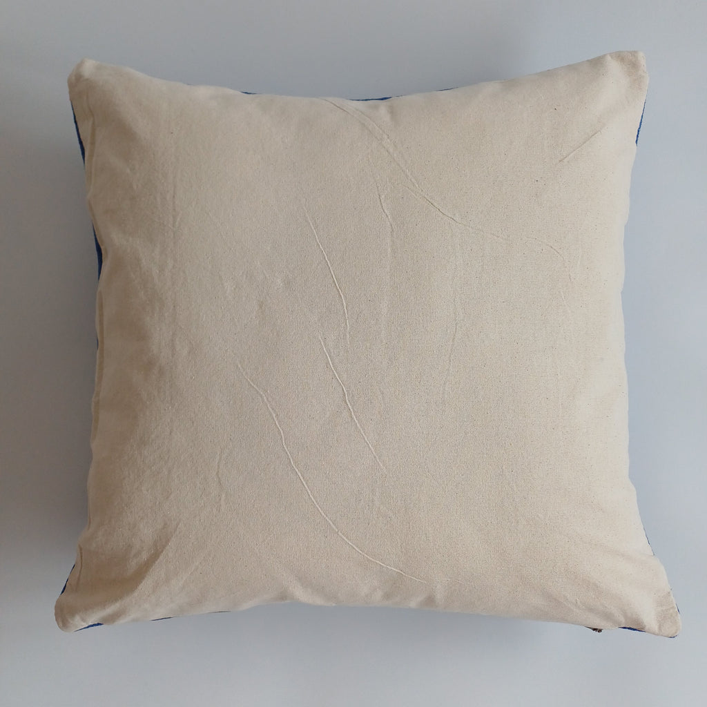 Moroccan Handmade Royal Blue Cactus Silk Cushion Cover 20''x20'' / 50x50 CM