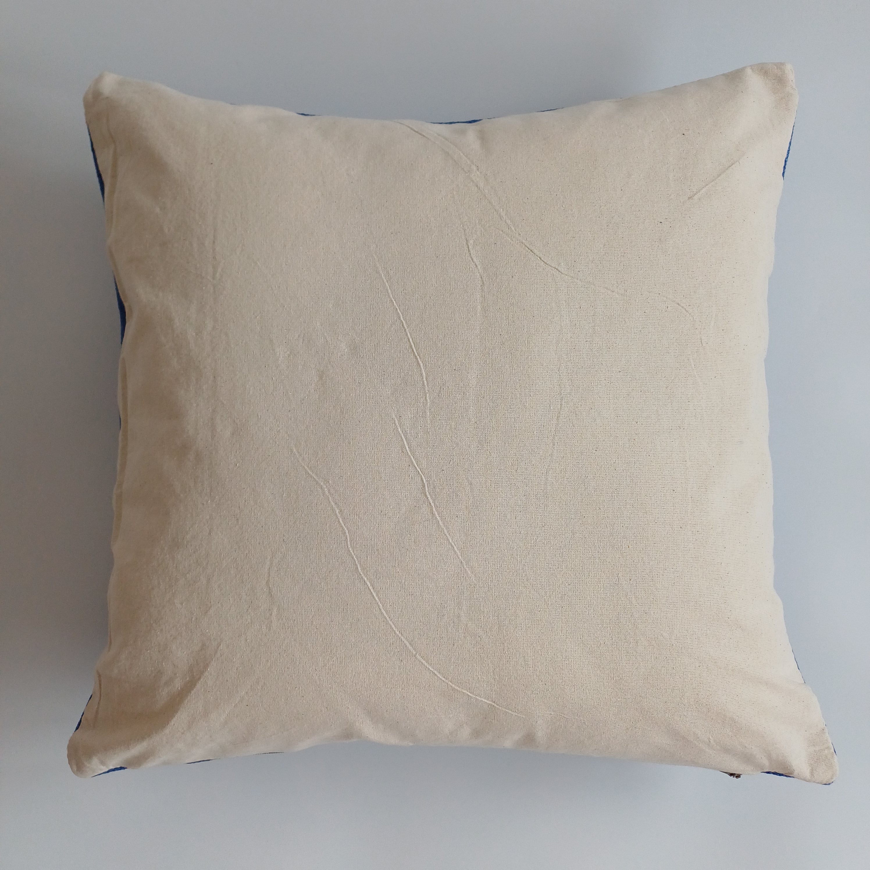 Moroccan Handmade Royal Blue Cactus Silk Cushion Cover 20''x20'' / 50x50 CM