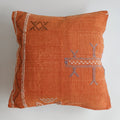 Moroccan Handmade Burnt Orange Cactus Silk Cushion Cover 20''x20'' / 50x50 CM