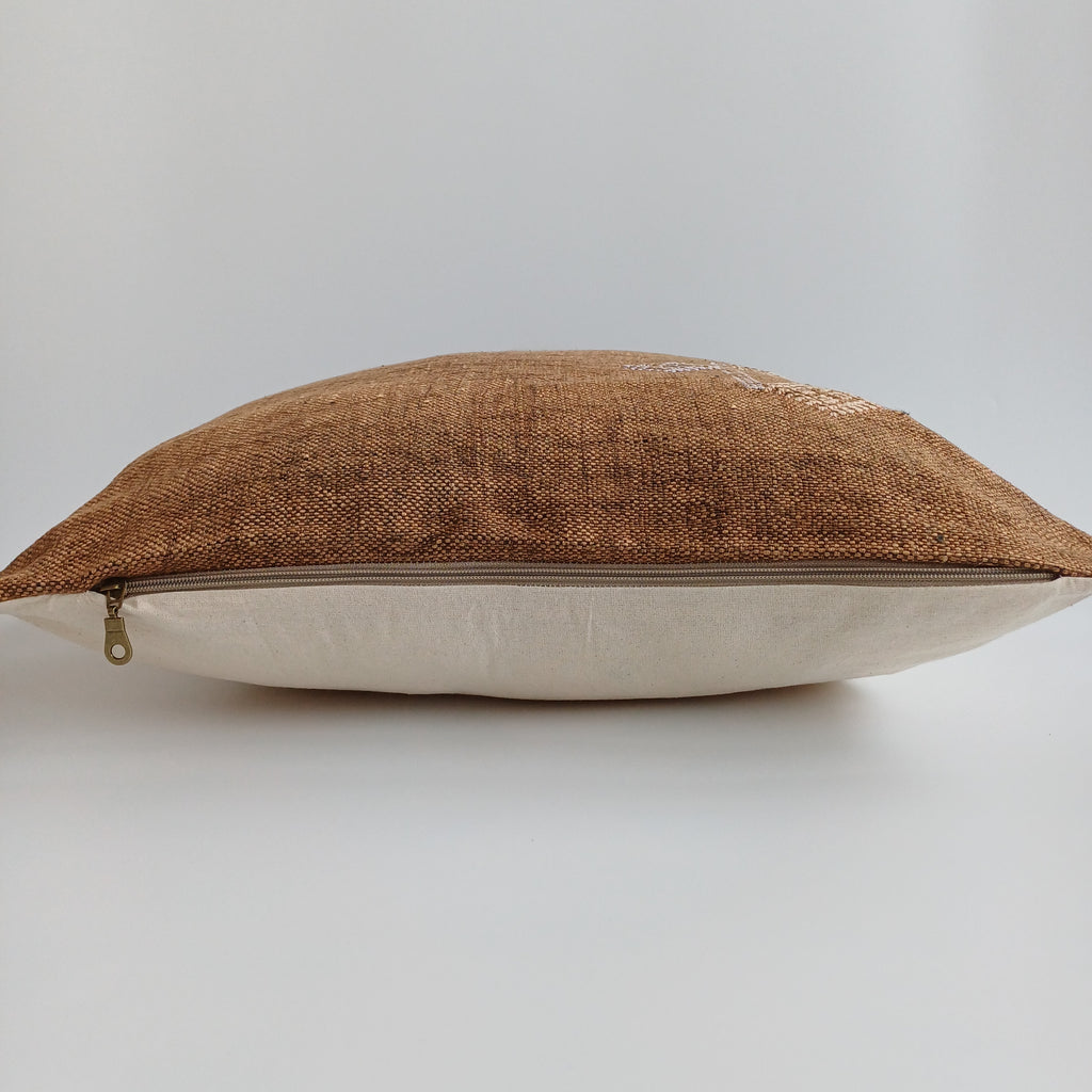Moroccan Handmade Brown Cactus Silk Cushion Cover 20''x20'' / 50x50 CM