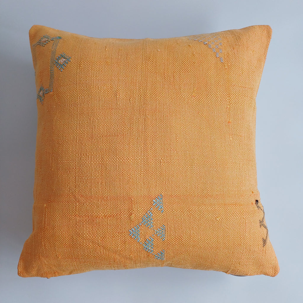 Moroccan Handmade Sunset Cactus Silk Cushion Cover 20''x20'' / 50x50 CM