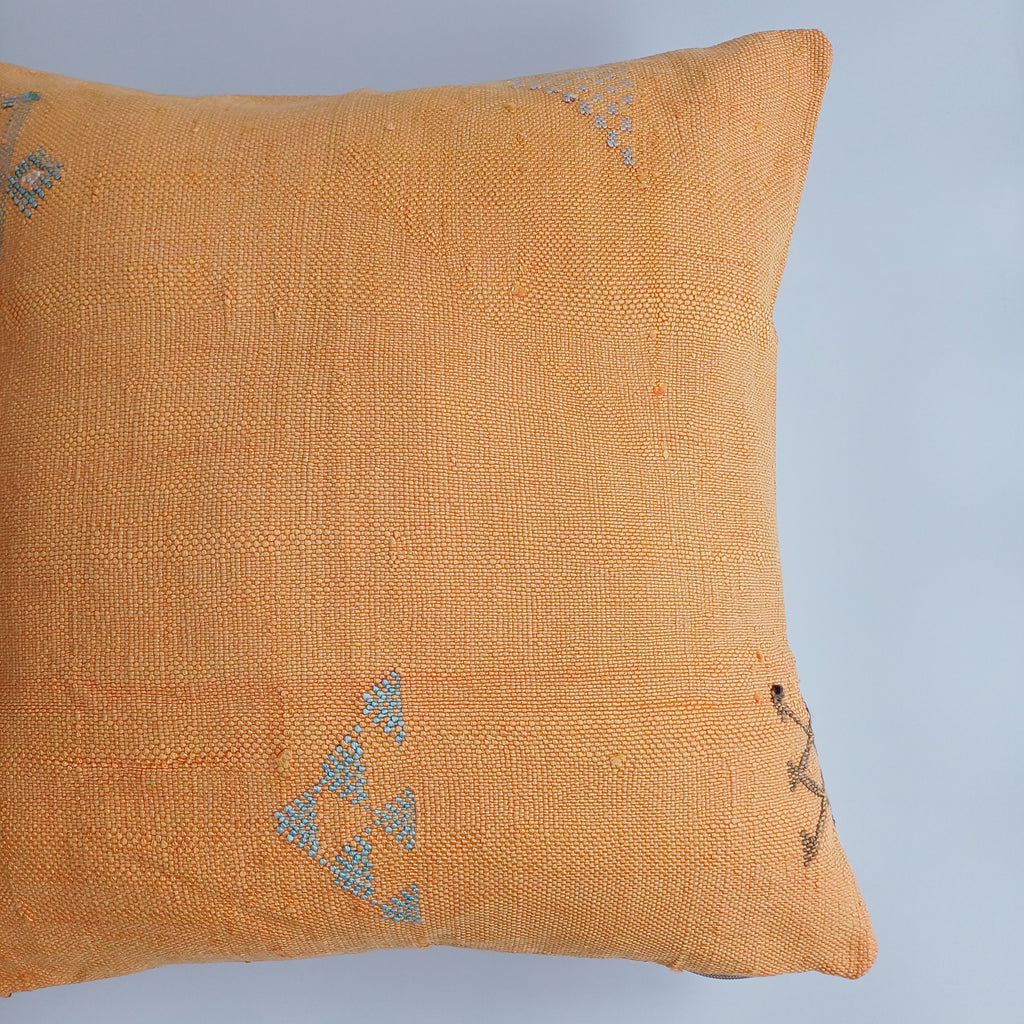 Moroccan Handmade Sunset Cactus Silk Cushion Cover 20''x20'' / 50x50 CM