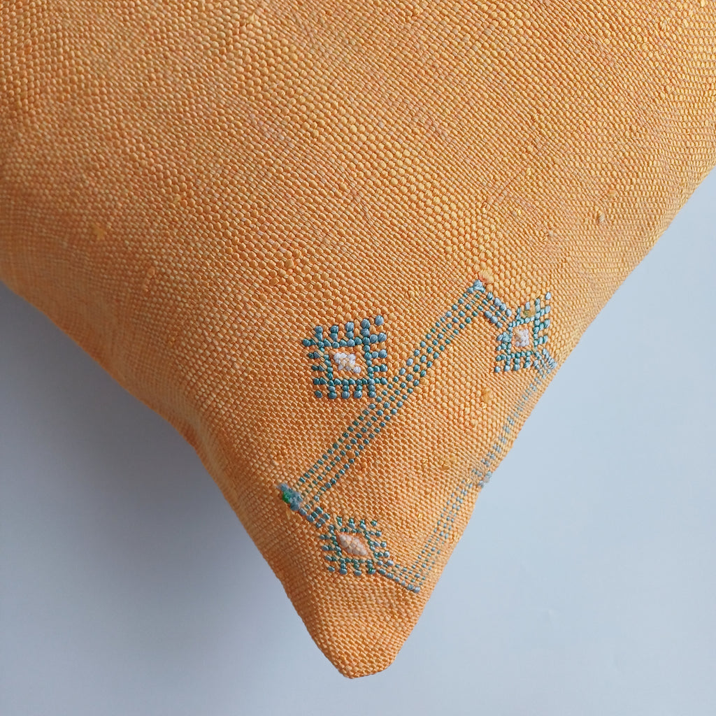 Moroccan Handmade Sunset Cactus Silk Cushion Cover 20''x20'' / 50x50 CM