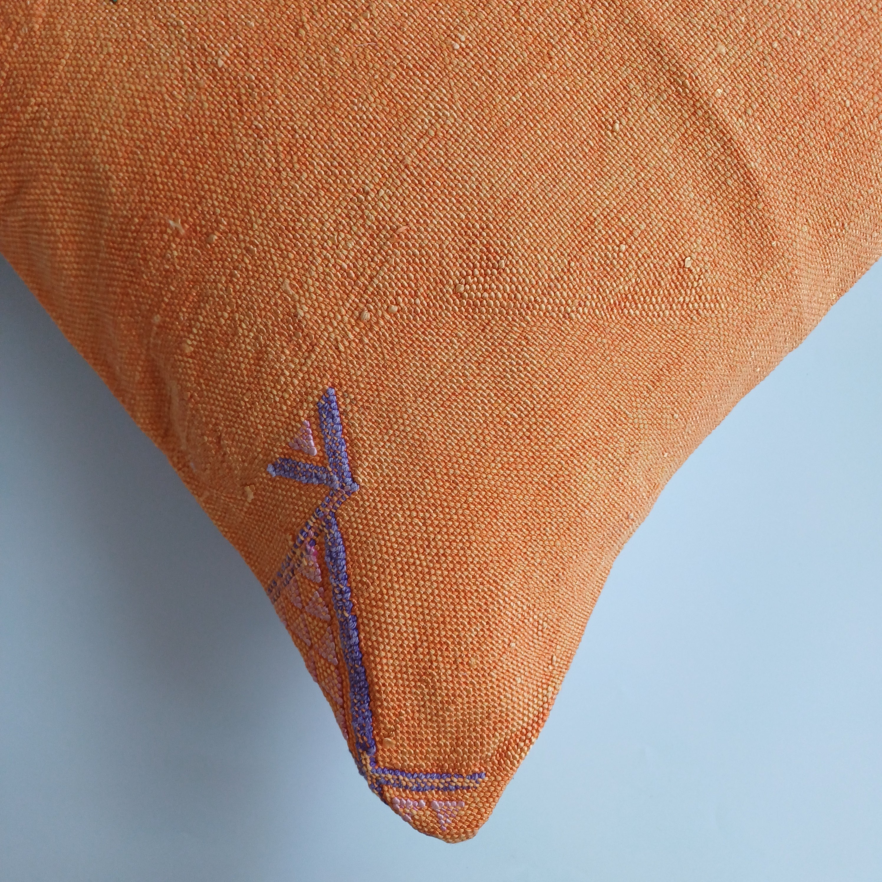 Moroccan Handmade Sunset Orange Cactus Silk Cushion Cover 20''x20'' / 50x50 CM