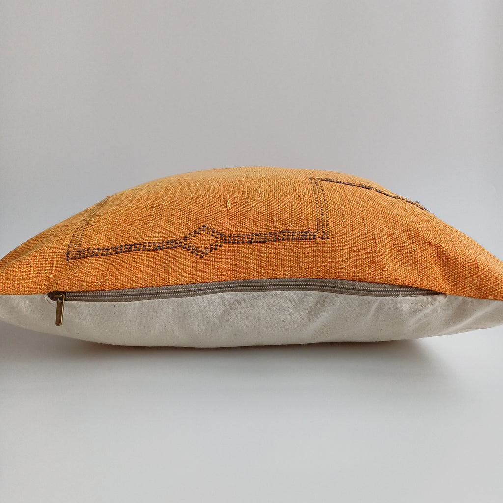Moroccan Handmade Sunset Orange Cactus Silk Cushion Cover 20''x20'' / 50x50 CM