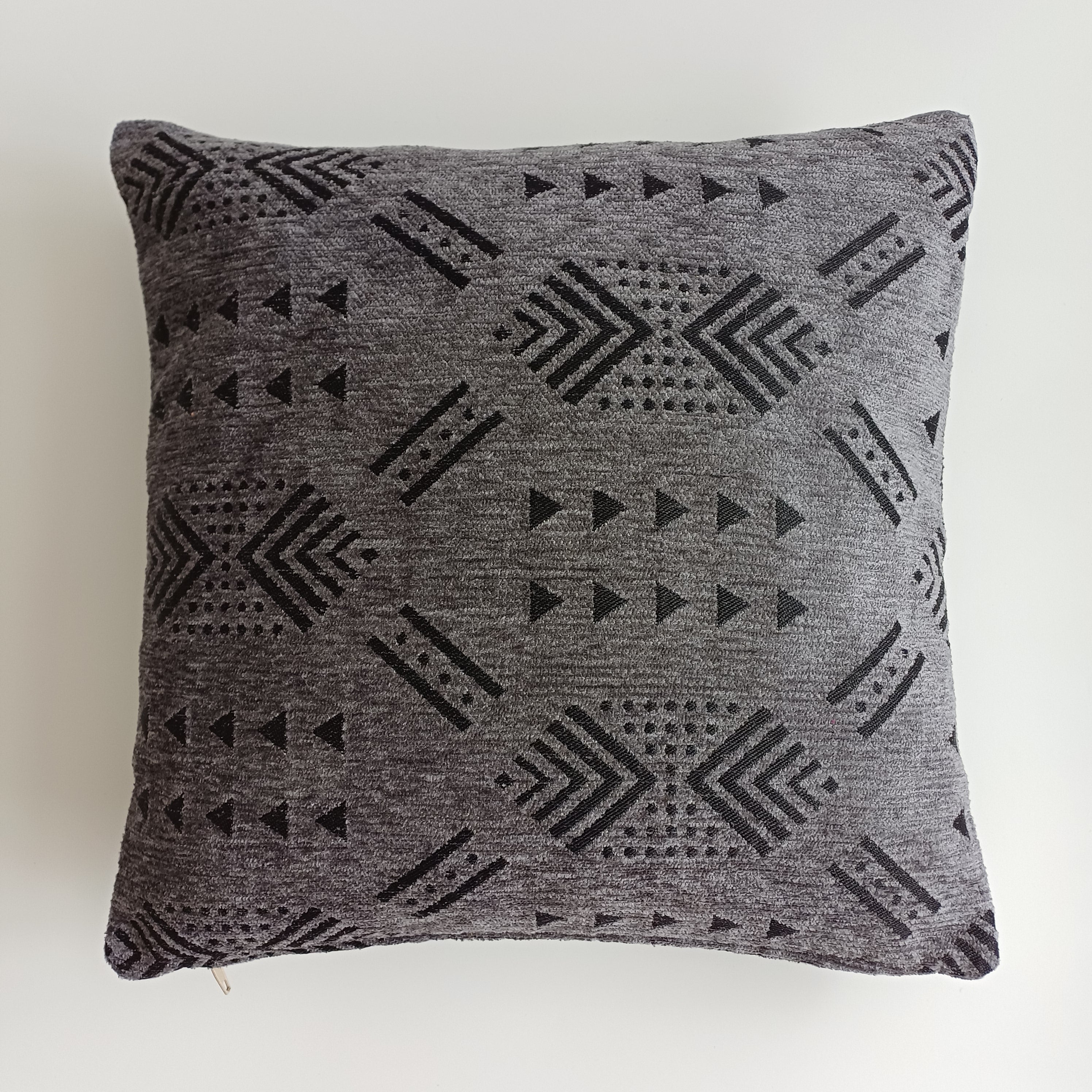 Moroccan Handmade Charcoal Velvet Cushion Cover 16''x16'' / 40x40 CM