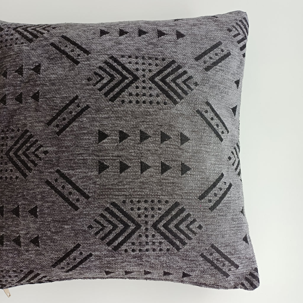 Moroccan Handmade Charcoal Velvet Cushion Cover 16''x16'' / 40x40 CM