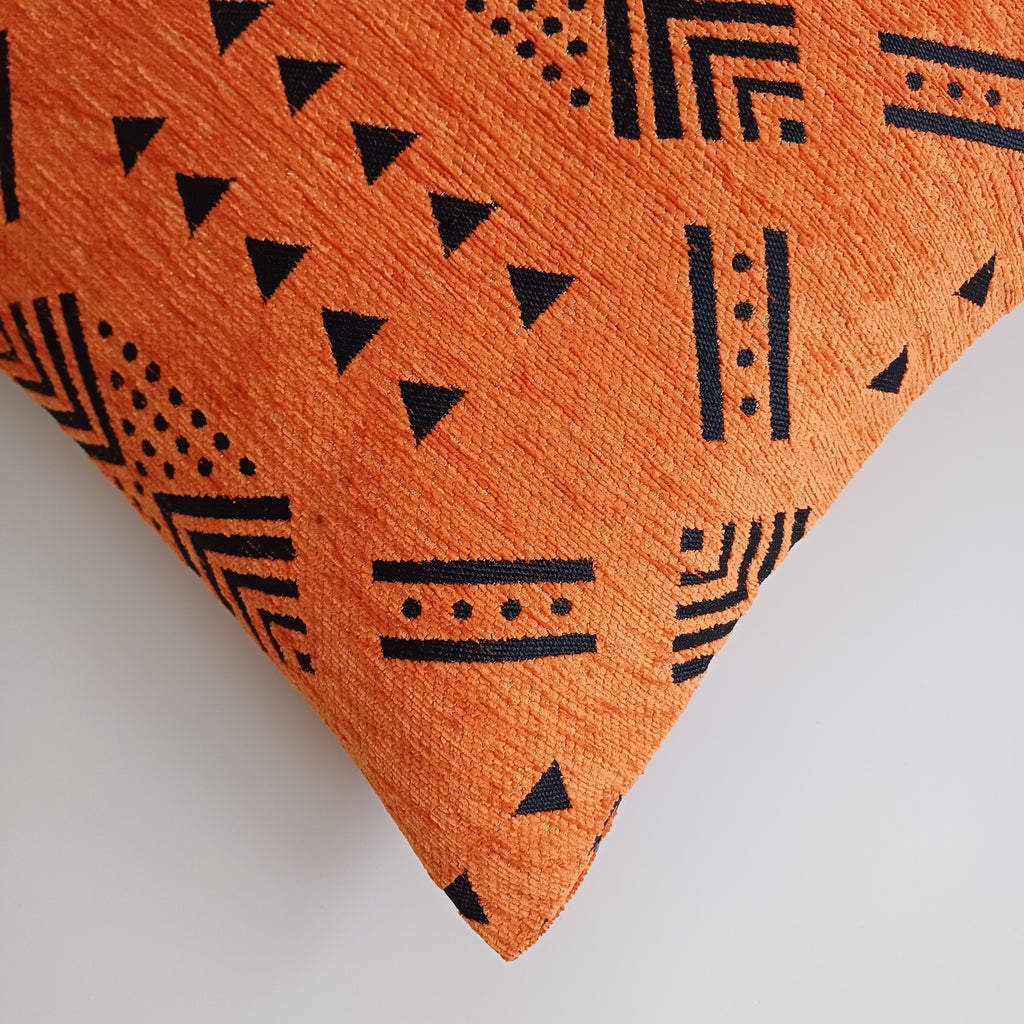 Moroccan Handmade Burnt Orange Velvet Cushion Cover 16''x16'' / 40x40 CM