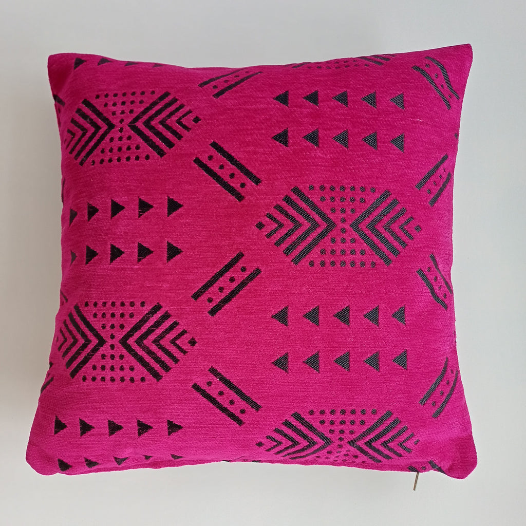 Moroccan Handmade Pink Velvet Cushion Cover 16''x16'' / 40x40 CM