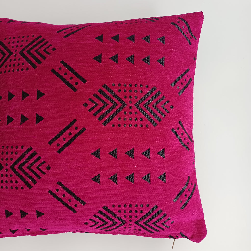 Moroccan Handmade Pink Velvet Cushion Cover 16''x16'' / 40x40 CM