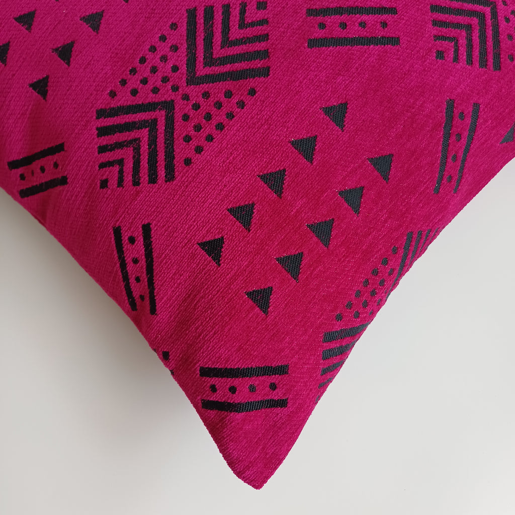 Moroccan Handmade Pink Velvet Cushion Cover 16''x16'' / 40x40 CM