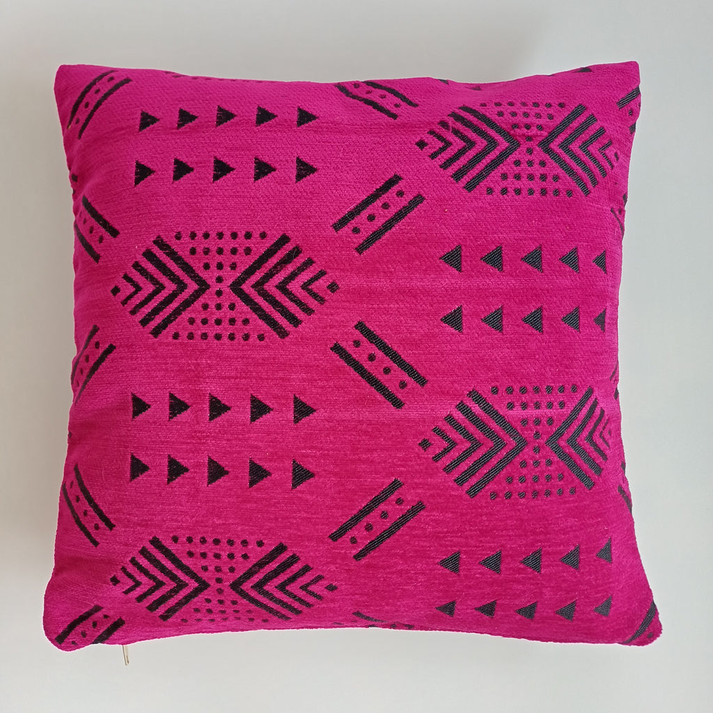 Moroccan Handmade Pink Velvet Cushion Cover 16''x16'' / 40x40 CM