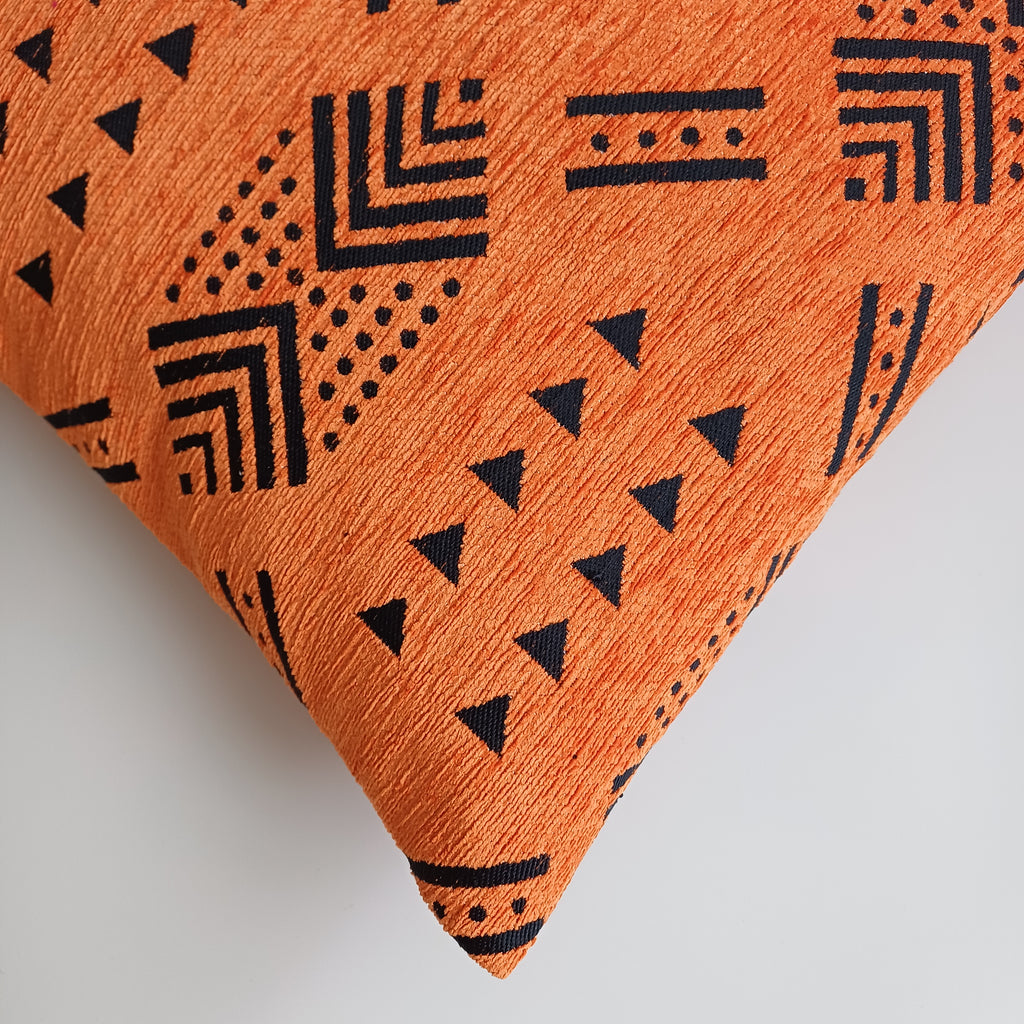 Moroccan Handmade Burnt Orange Velvet Cushion Cover 16''x16'' / 40x40 CM