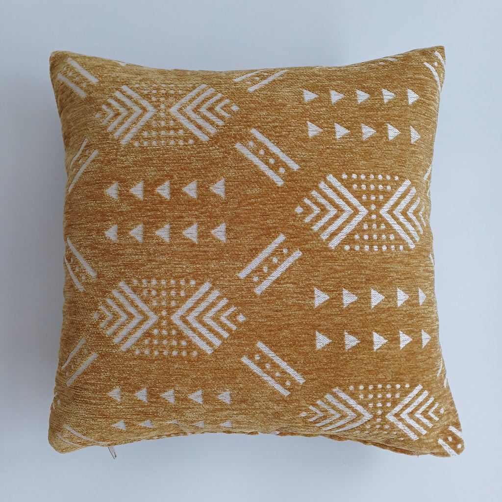 Moroccan Handmade Golden Brown Velvet Cushion Cover 16''x16'' / 40x40 CM