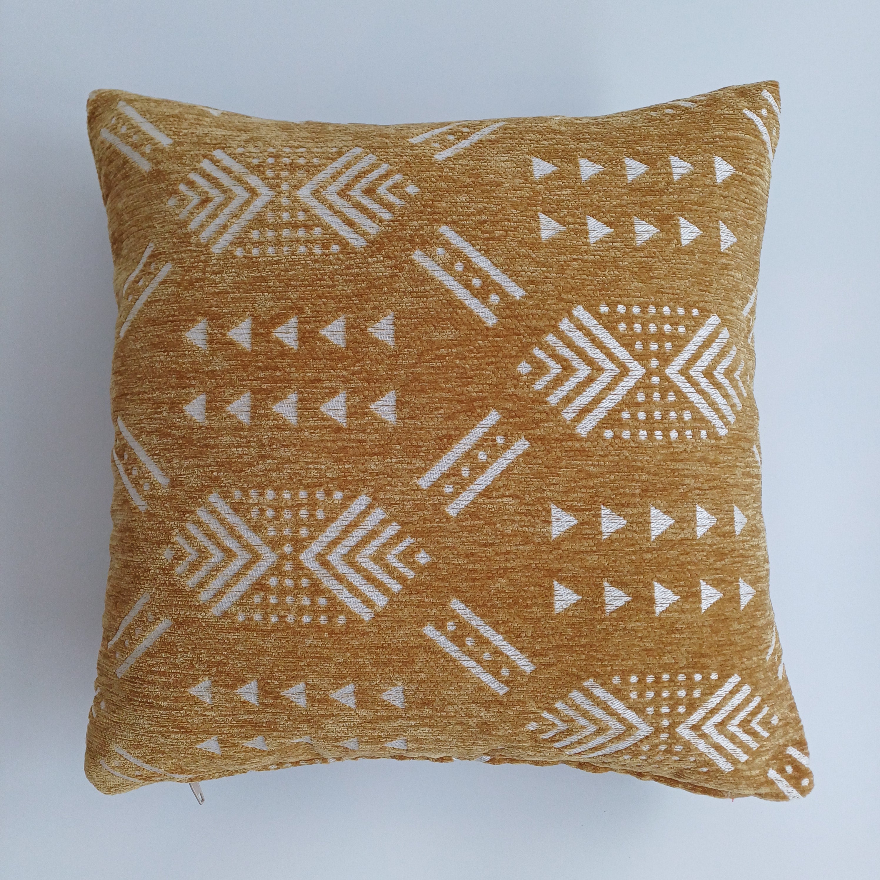 Moroccan Handmade Golden Brown Velvet Cushion Cover 16''x16'' / 40x40 CM