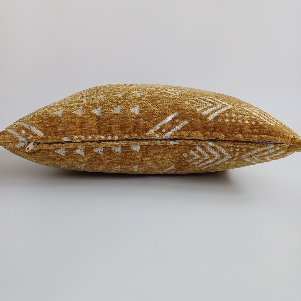 Moroccan Handmade Golden Brown Velvet Cushion Cover 16''x16'' / 40x40 CM