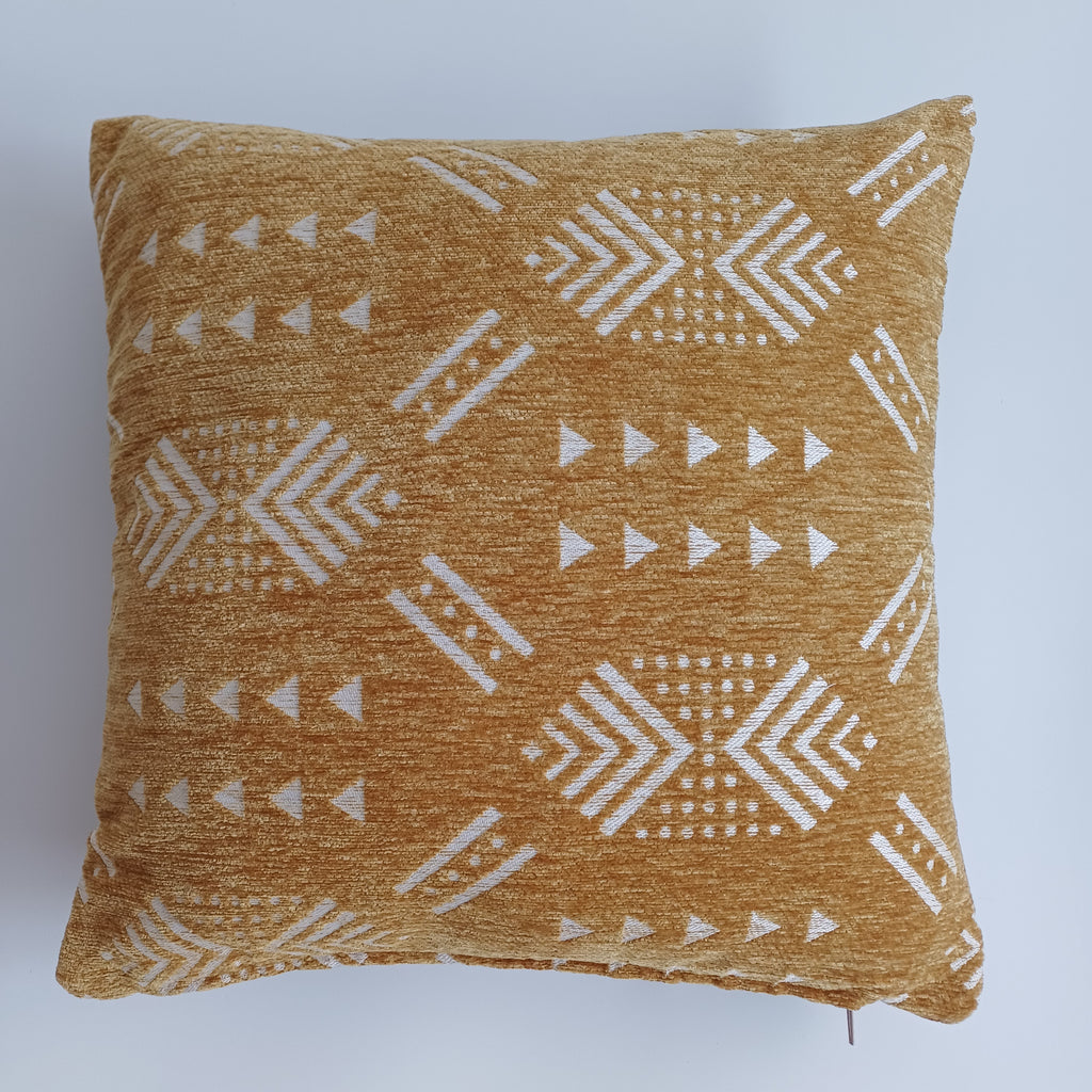 Moroccan Handmade Golden Brown Velvet Cushion Cover 16''x16'' / 40x40 CM