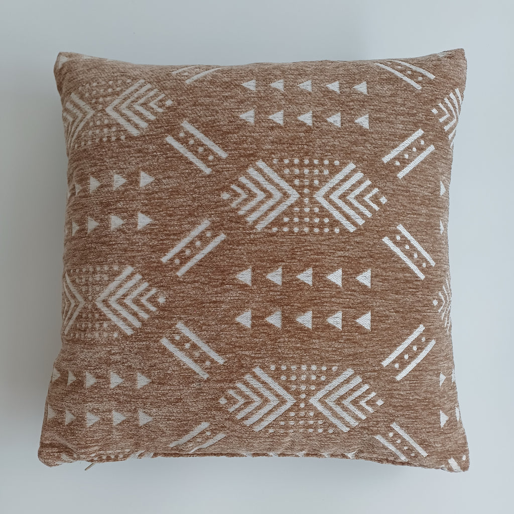 Moroccan Handmade Clay Brown Velvet Cushion Cover 16''x16'' / 40x40 CM