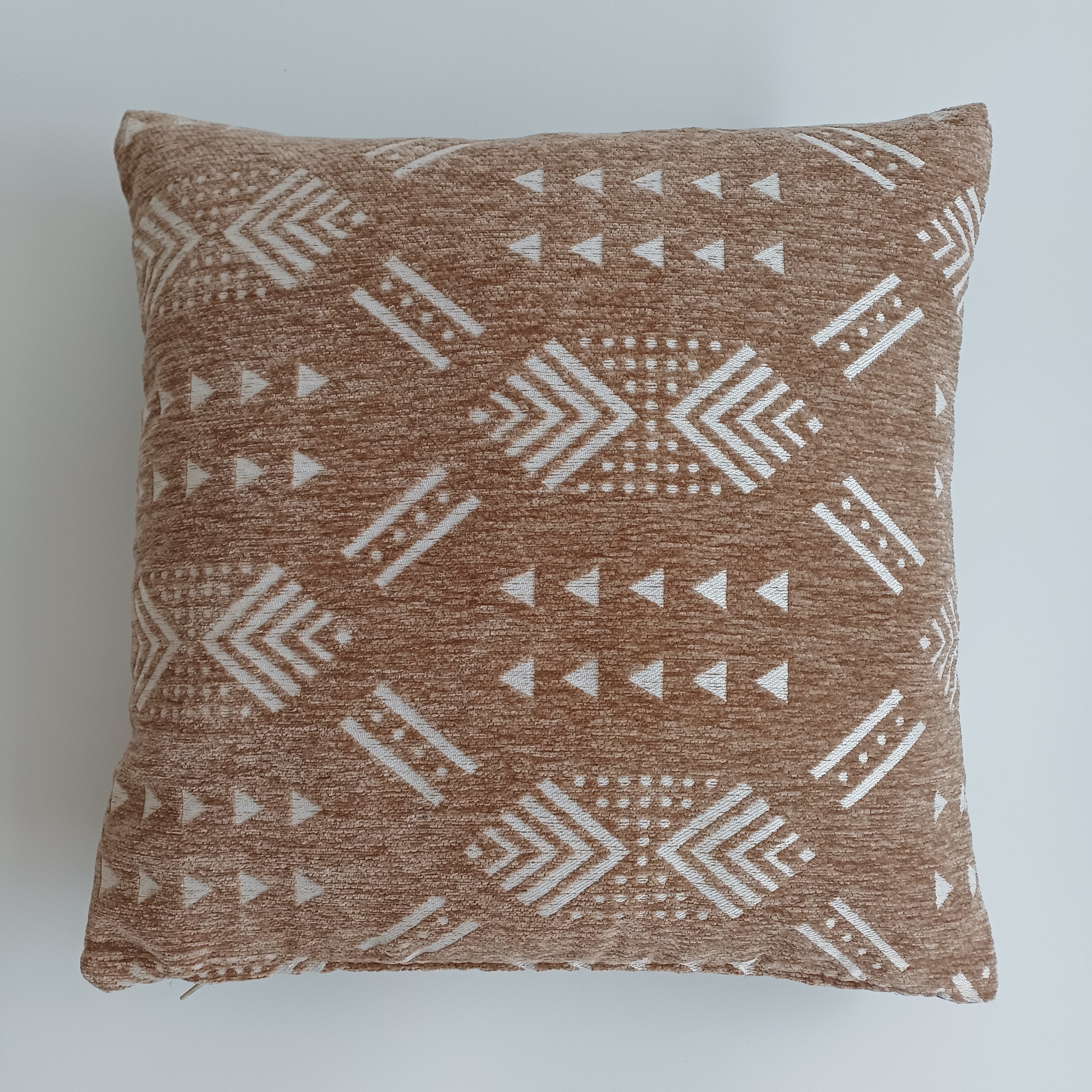 Moroccan Handmade Clay Brown Velvet Cushion Cover 16''x16'' / 40x40 CM