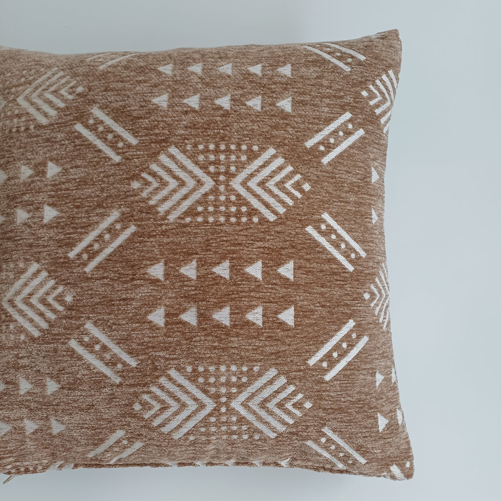 Moroccan Handmade Clay Brown Velvet Cushion Cover 16''x16'' / 40x40 CM