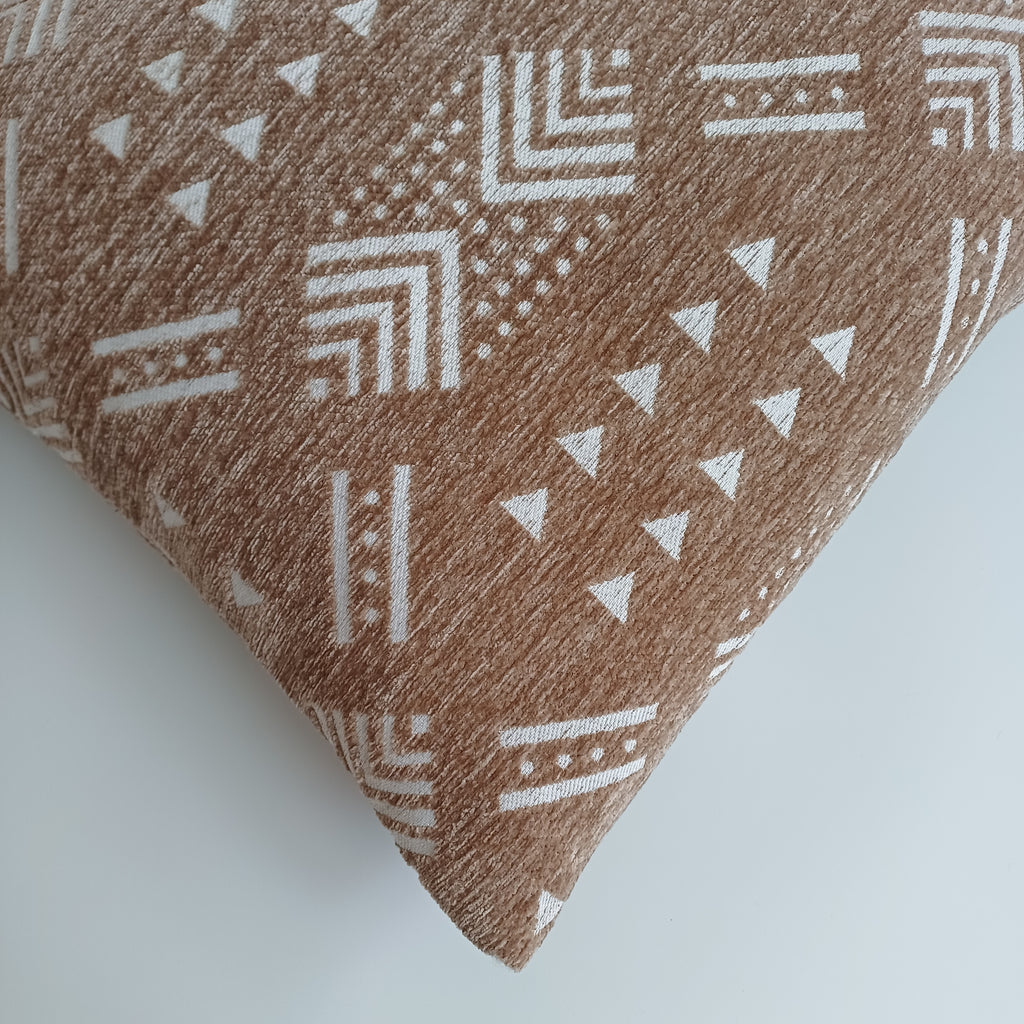 Moroccan Handmade Clay Brown Velvet Cushion Cover 16''x16'' / 40x40 CM