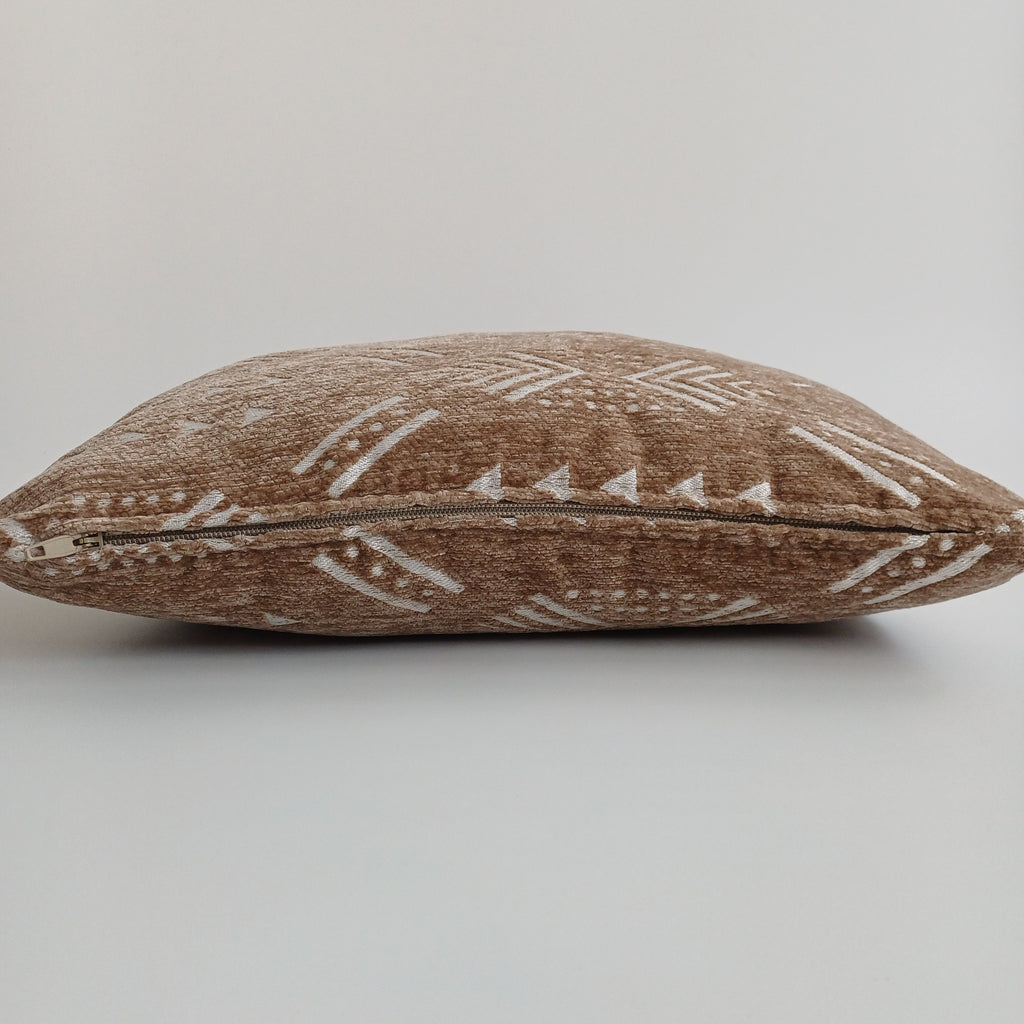 Moroccan Handmade Clay Brown Velvet Cushion Cover 16''x16'' / 40x40 CM