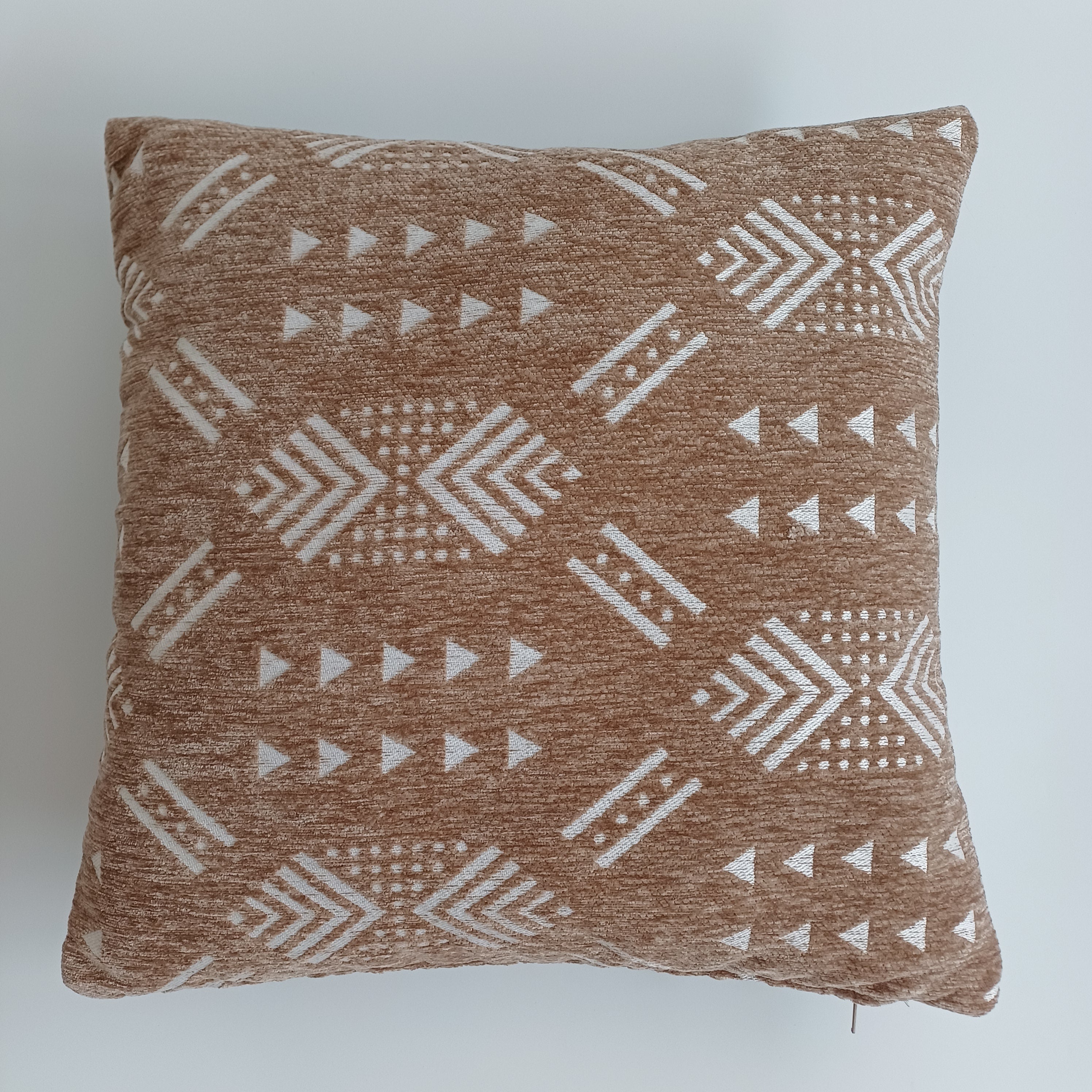 Moroccan Handmade Clay Brown Velvet Cushion Cover 16''x16'' / 40x40 CM