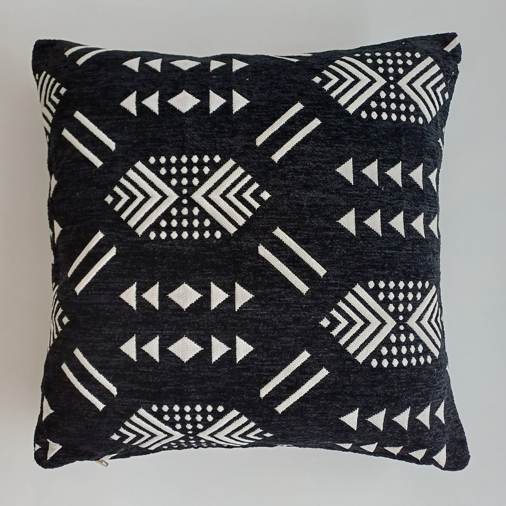 Moroccan Handmade Black Velvet Cushion Cover 16''x16'' / 40x40 CM