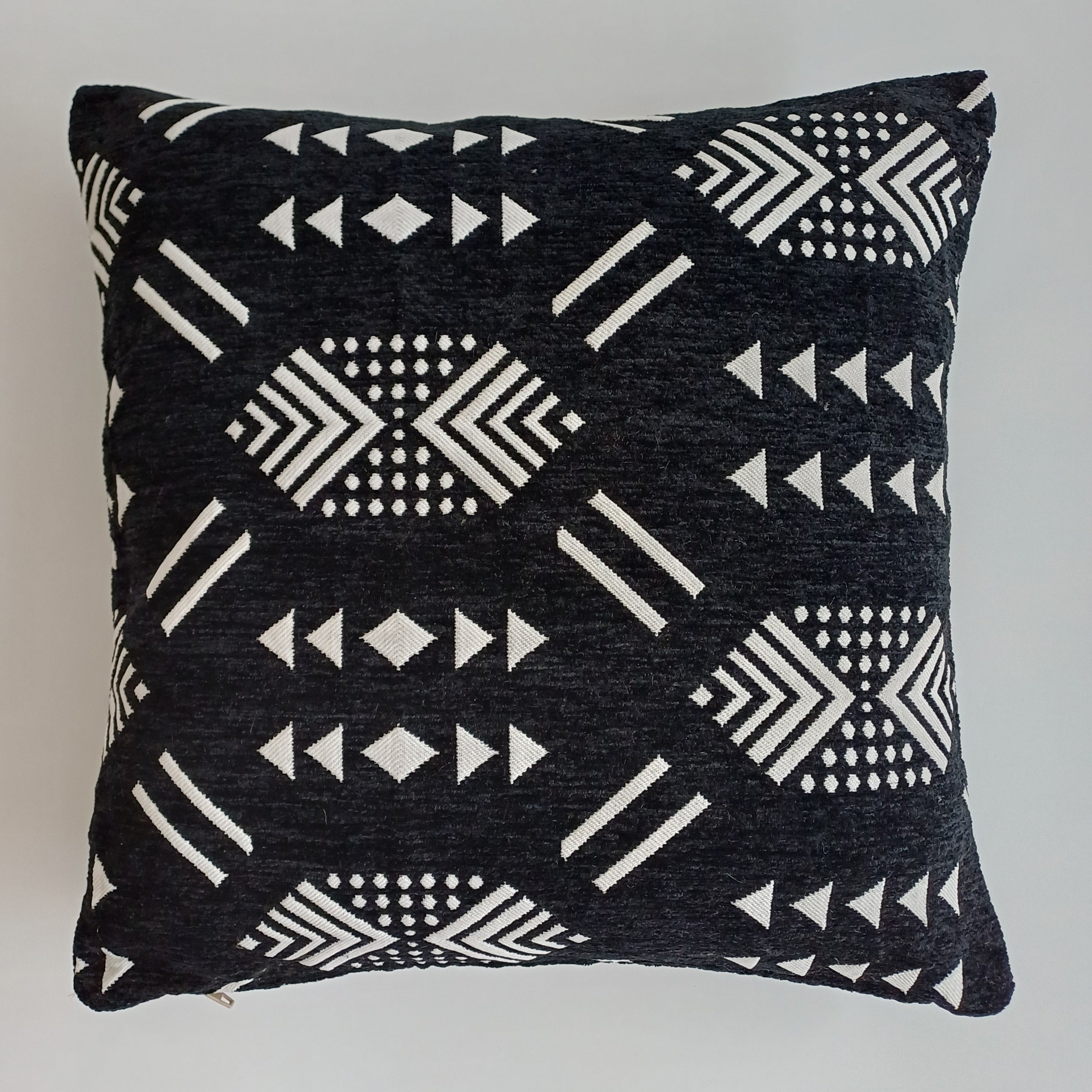 Moroccan Handmade Black Velvet Cushion Cover 16''x16'' / 40x40 CM
