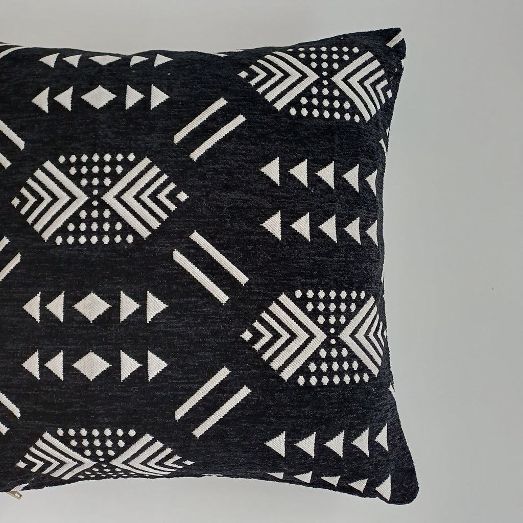Moroccan Handmade Black Velvet Cushion Cover 16''x16'' / 40x40 CM