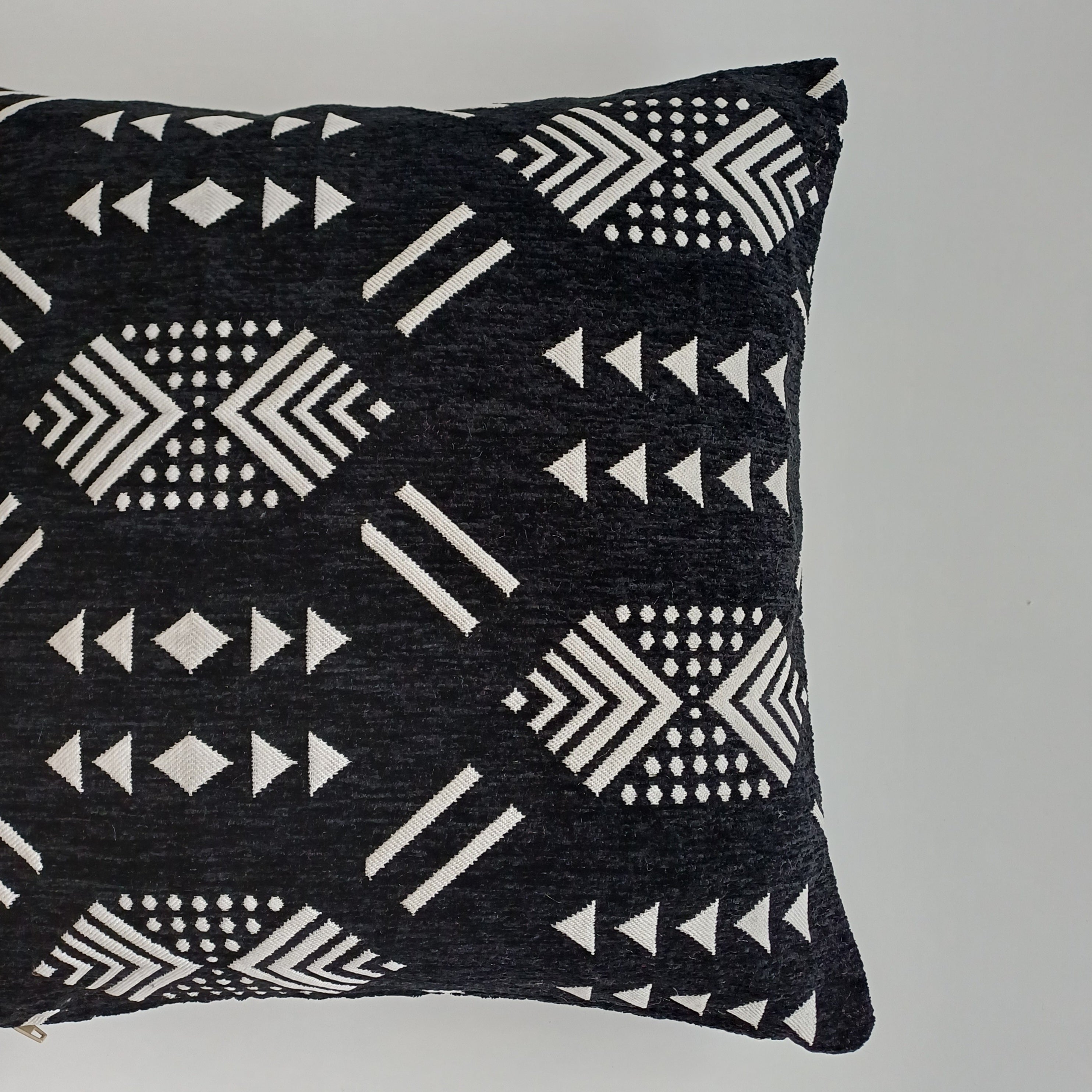 Moroccan Handmade Black Velvet Cushion Cover 16''x16'' / 40x40 CM