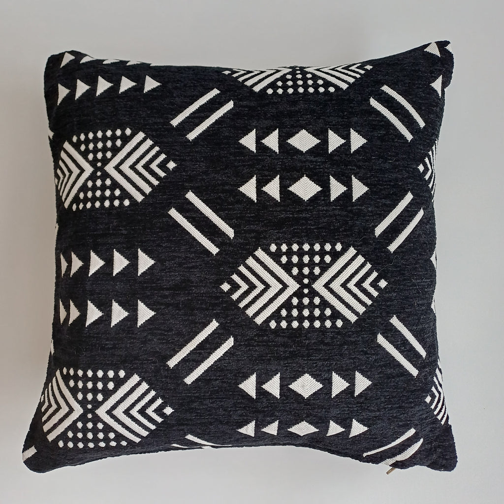 Moroccan Handmade Black Velvet Cushion Cover 16''x16'' / 40x40 CM