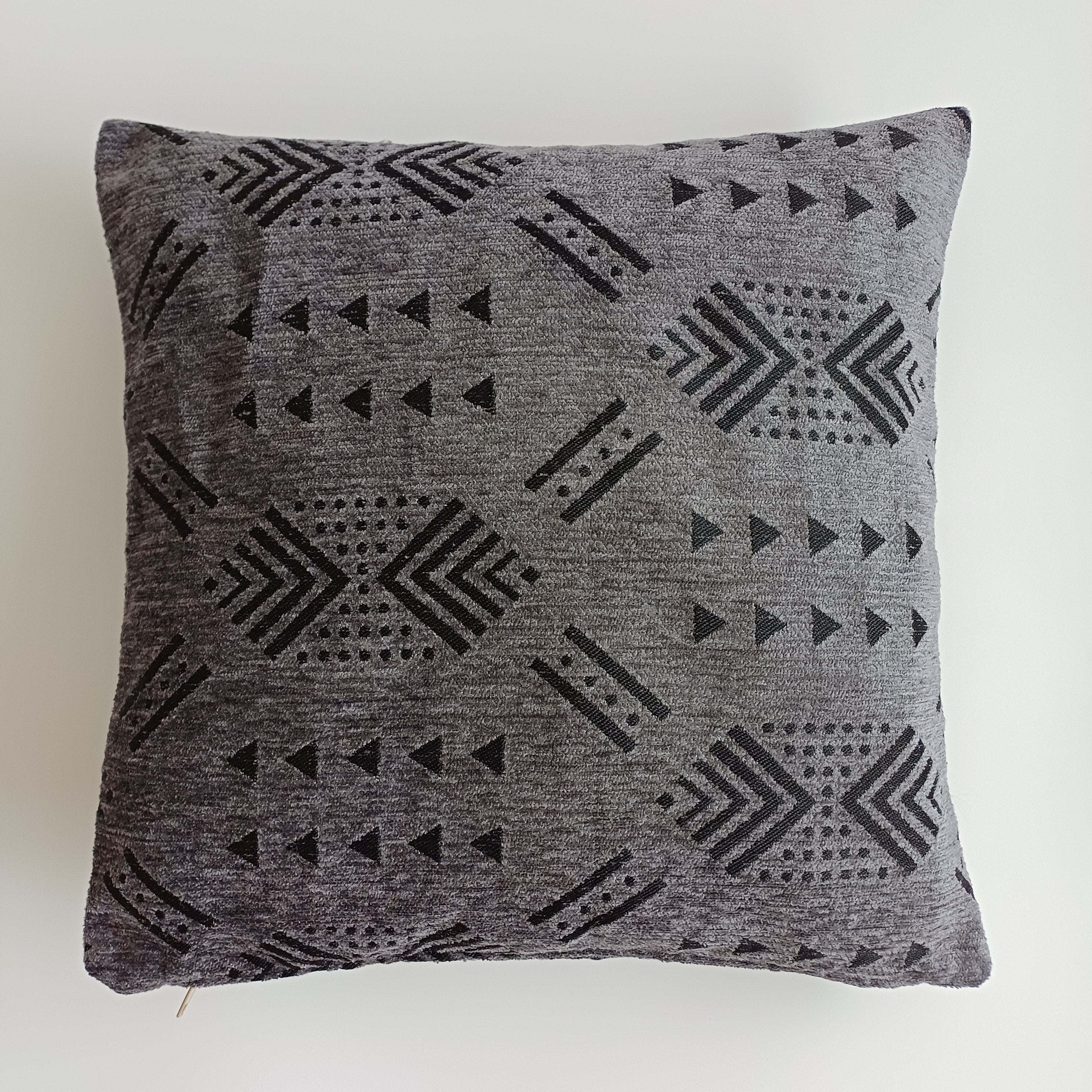 Moroccan Handmade Charcoal Velvet Cushion Cover 16''x16'' / 40x40 CM