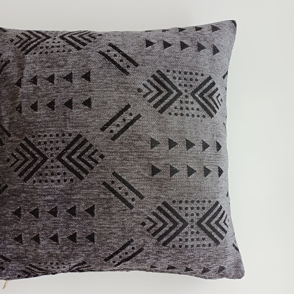 Moroccan Handmade Charcoal Velvet Cushion Cover 16''x16'' / 40x40 CM