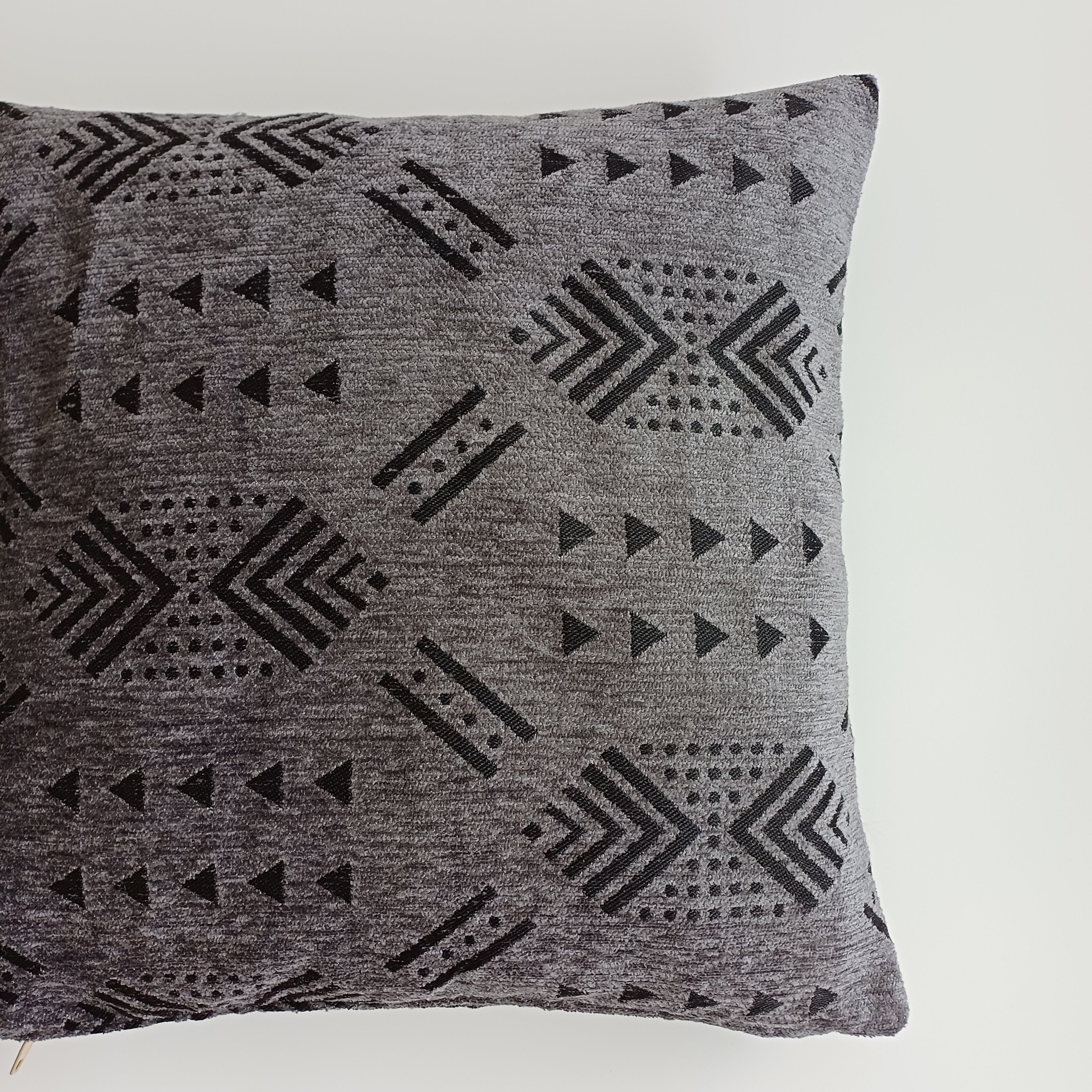 Moroccan Handmade Charcoal Velvet Cushion Cover 16''x16'' / 40x40 CM