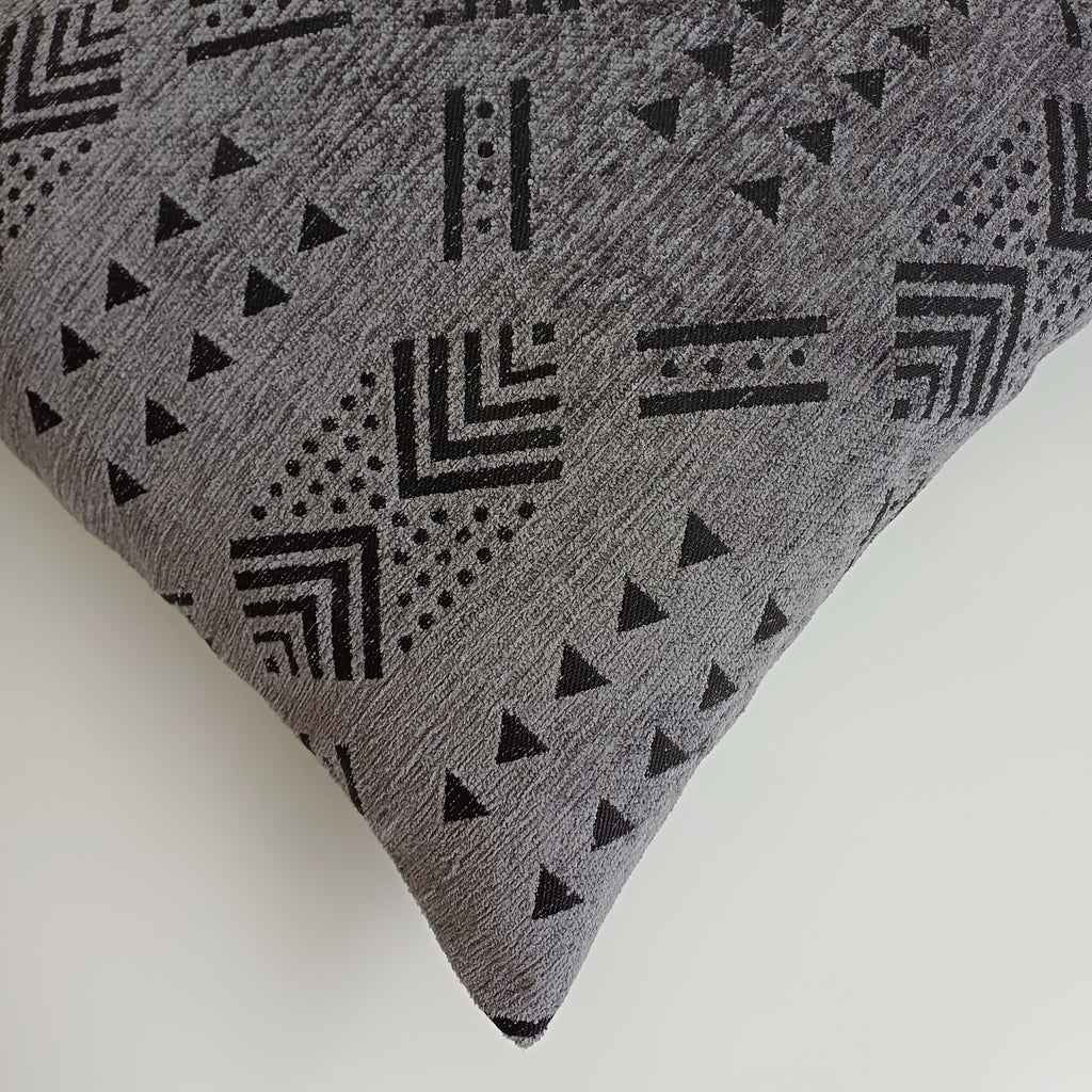 Moroccan Handmade Charcoal Velvet Cushion Cover 16''x16'' / 40x40 CM