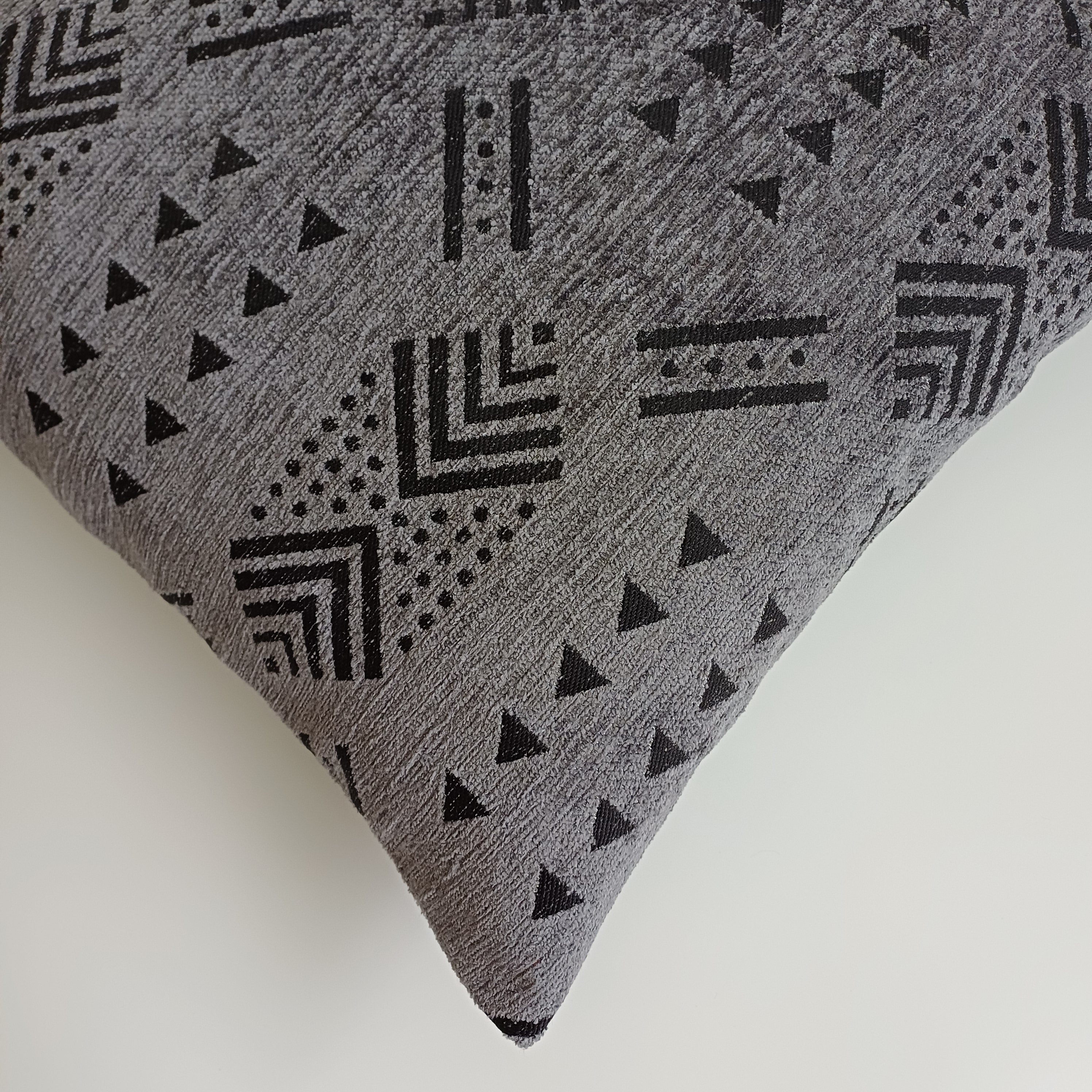 Moroccan Handmade Charcoal Velvet Cushion Cover 16''x16'' / 40x40 CM