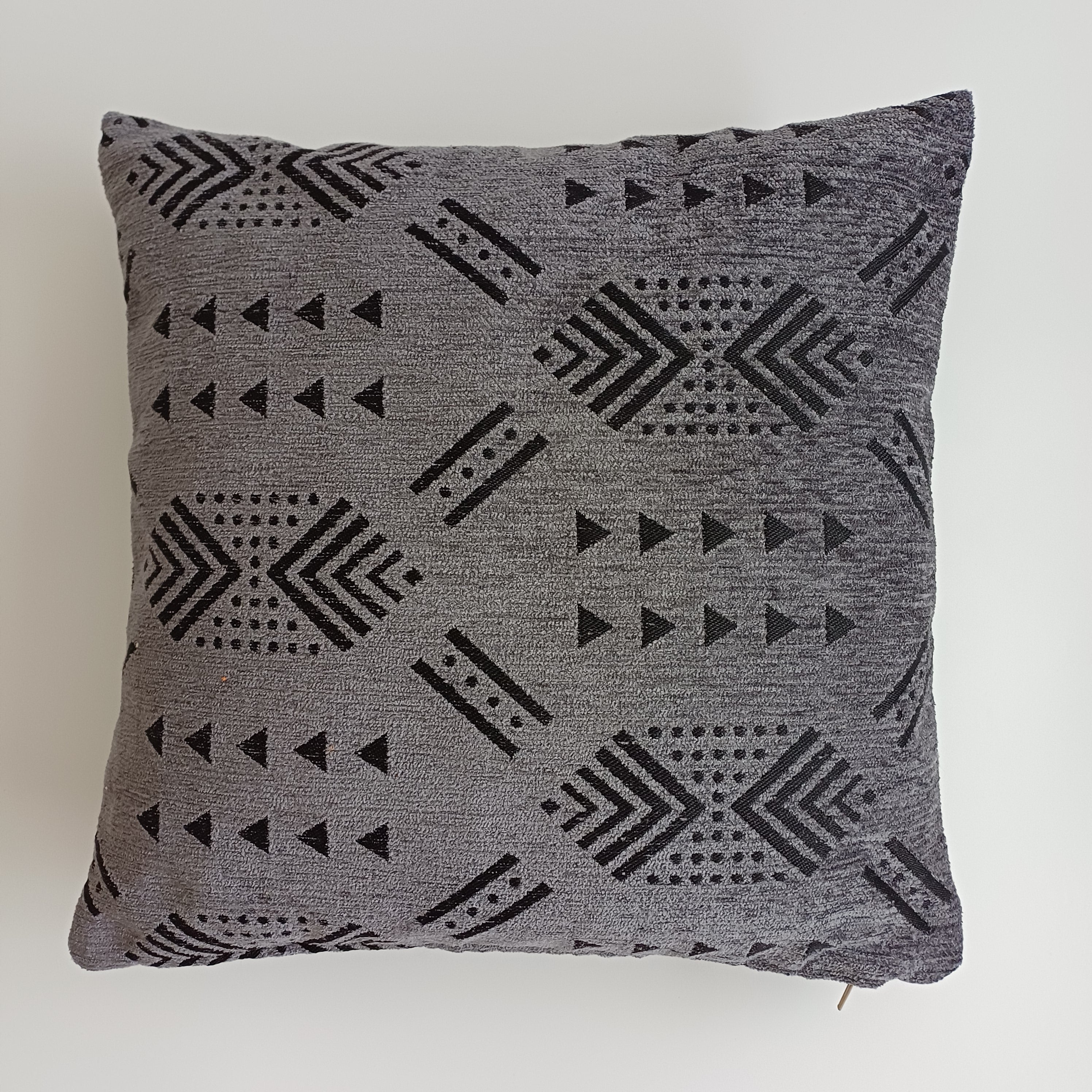 Moroccan Handmade Charcoal Velvet Cushion Cover 16''x16'' / 40x40 CM