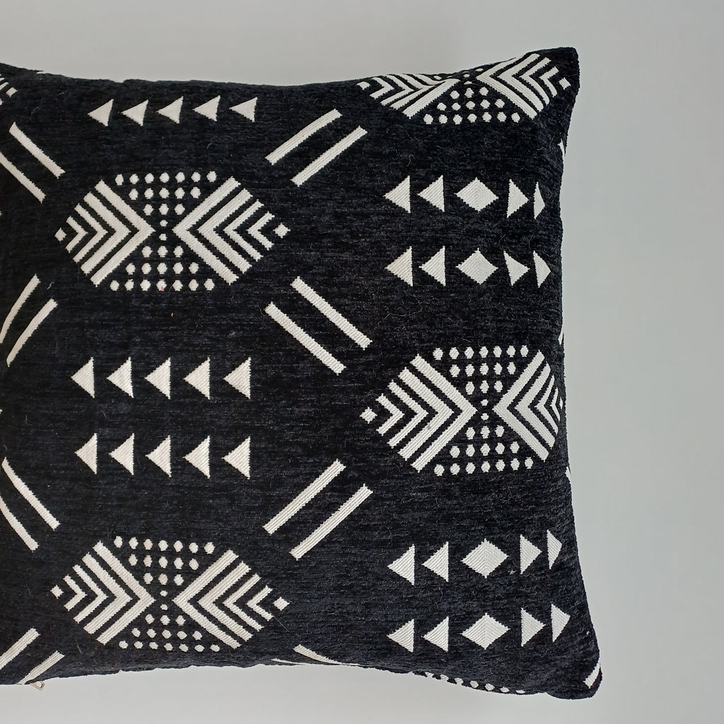 Moroccan Handmade Black Velvet Cushion Cover 16''x16'' / 40x40 CM