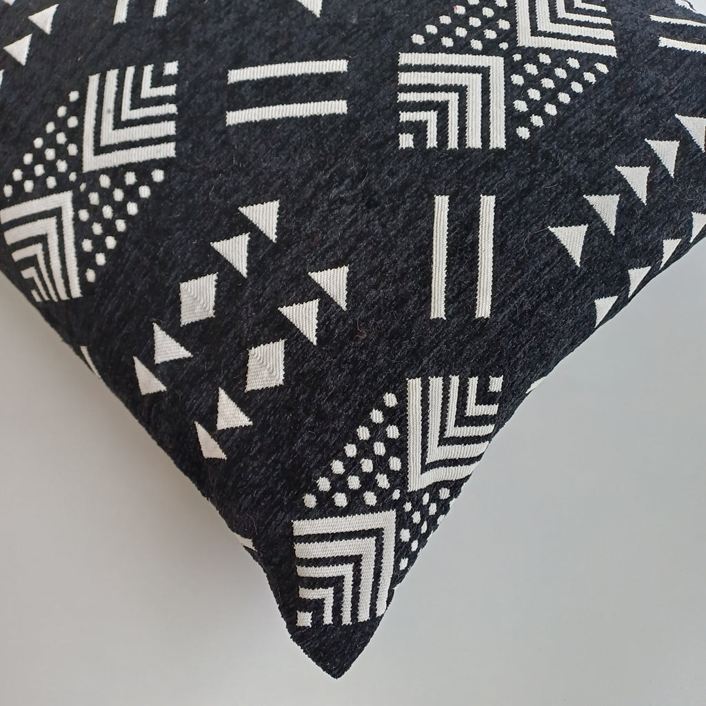 Moroccan Handmade Black Velvet Cushion Cover 16''x16'' / 40x40 CM