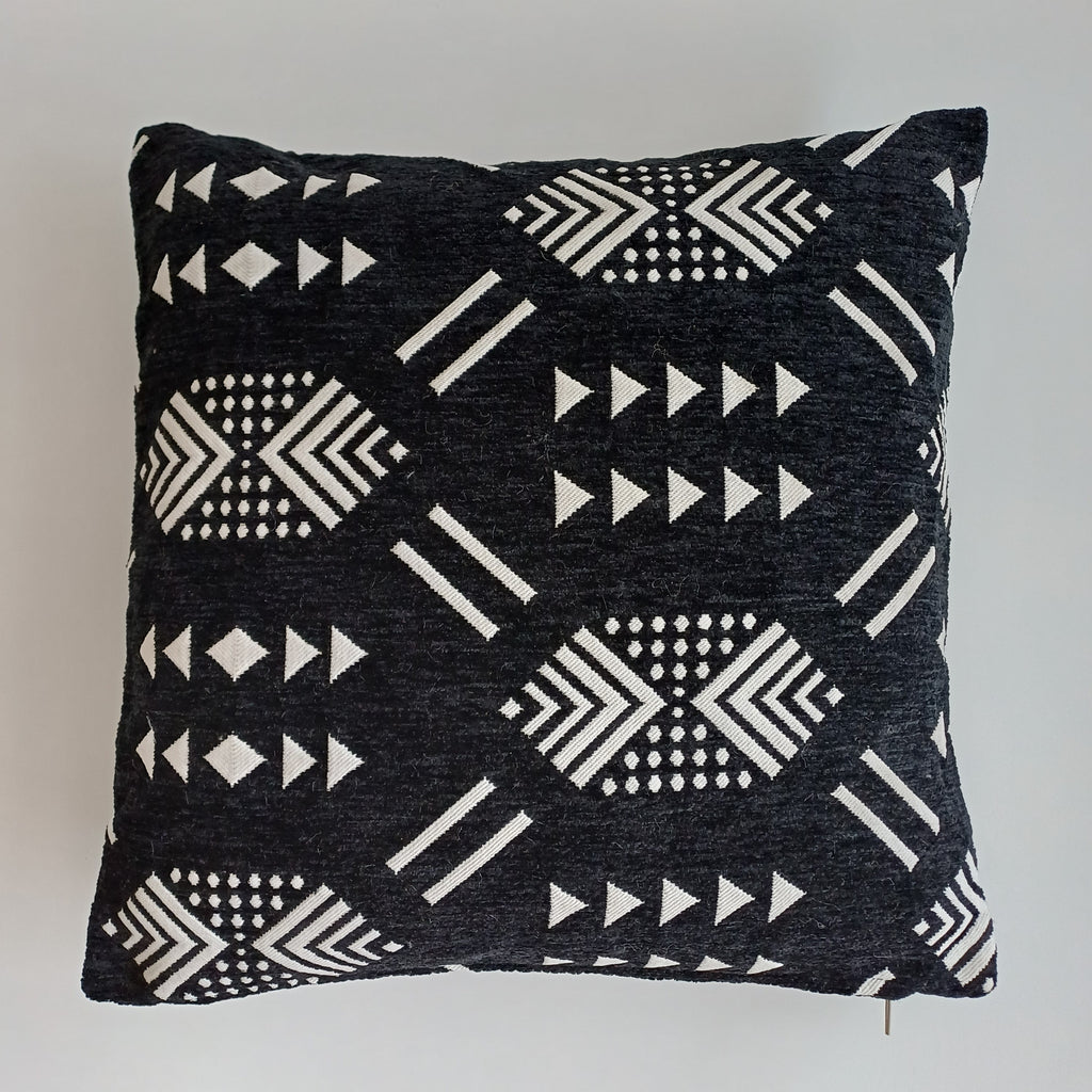 Moroccan Handmade Black Velvet Cushion Cover 16''x16'' / 40x40 CM