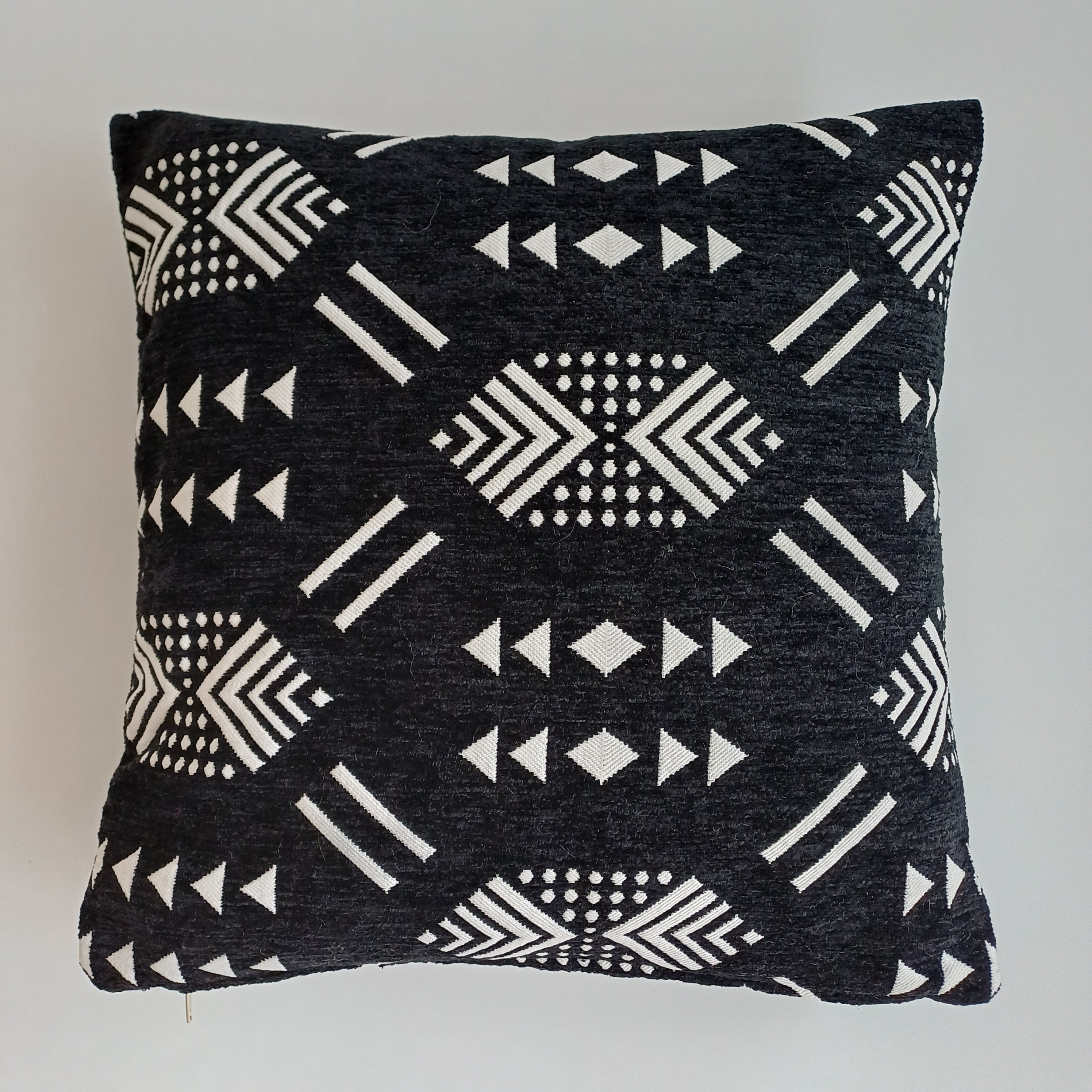 Moroccan Handmade Black Velvet Cushion Cover 16''x16'' / 40x40 CM