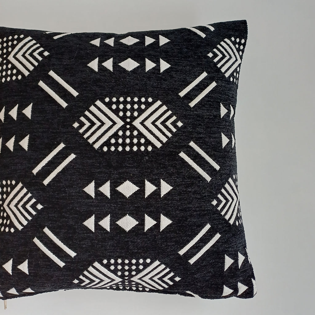 Moroccan Handmade Black Velvet Cushion Cover 16''x16'' / 40x40 CM