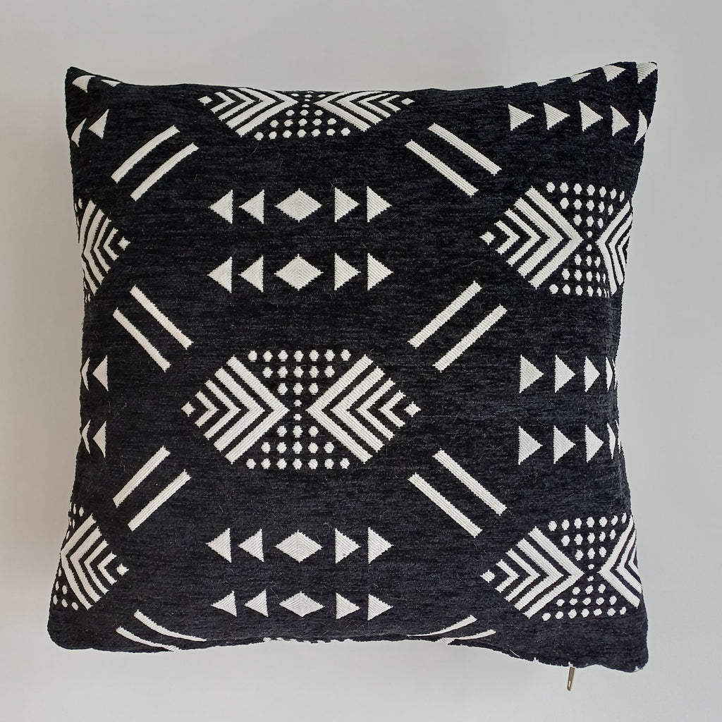 Moroccan Handmade Black Velvet Cushion Cover 16''x16'' / 40x40 CM