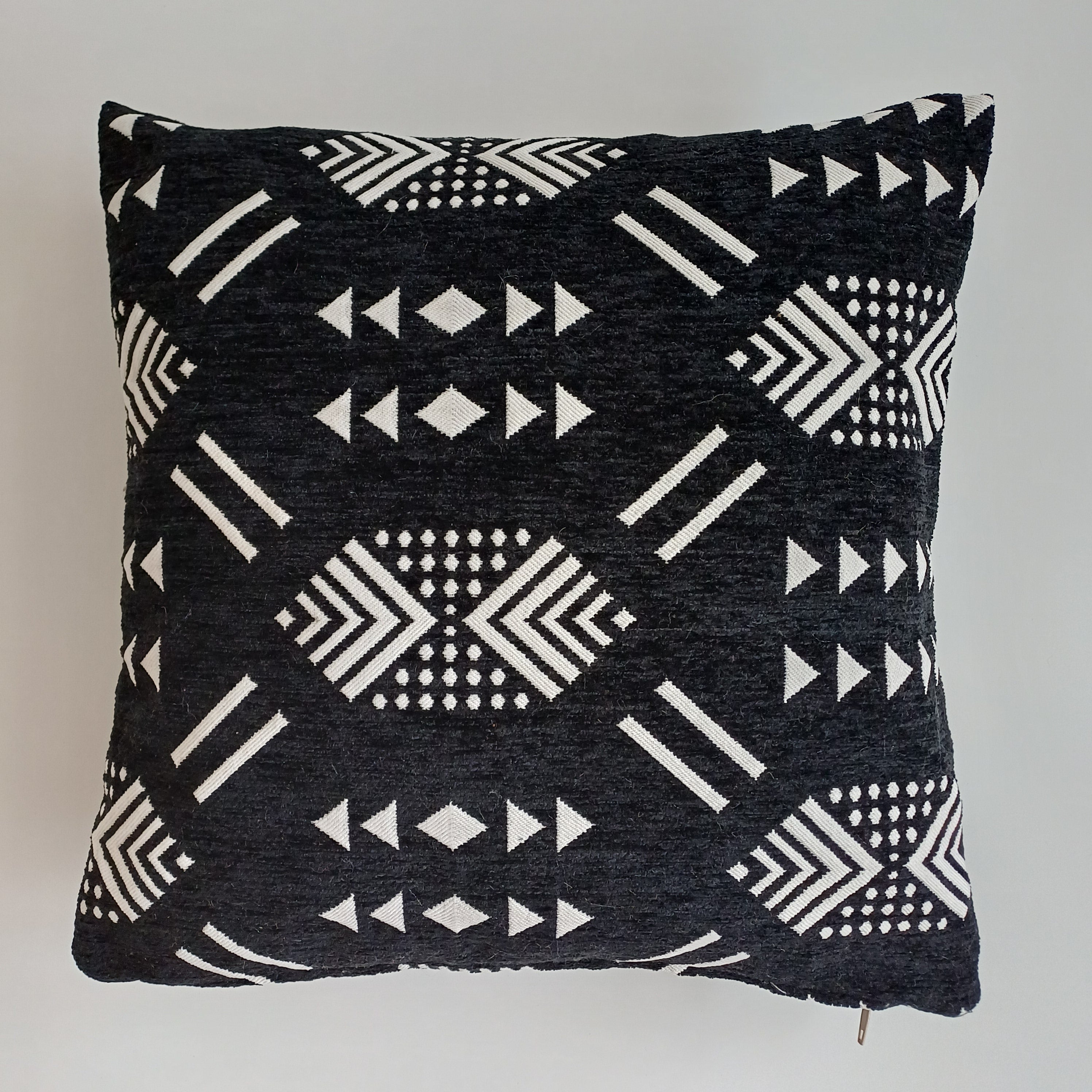 Moroccan Handmade Black Velvet Cushion Cover 16''x16'' / 40x40 CM