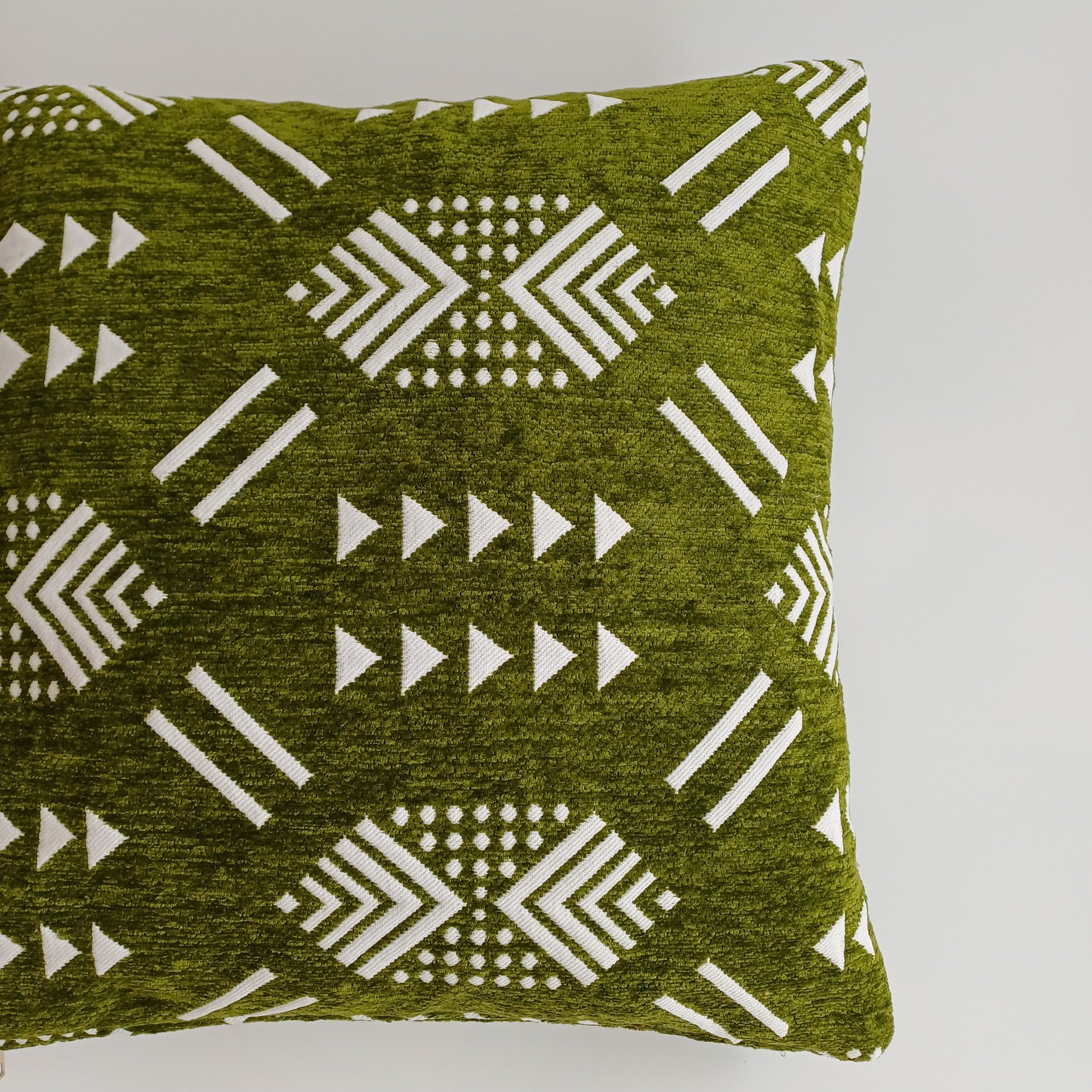 Moroccan Handmade Olive Green Velvet Cushion Cover 16''x16'' / 40x40 CM