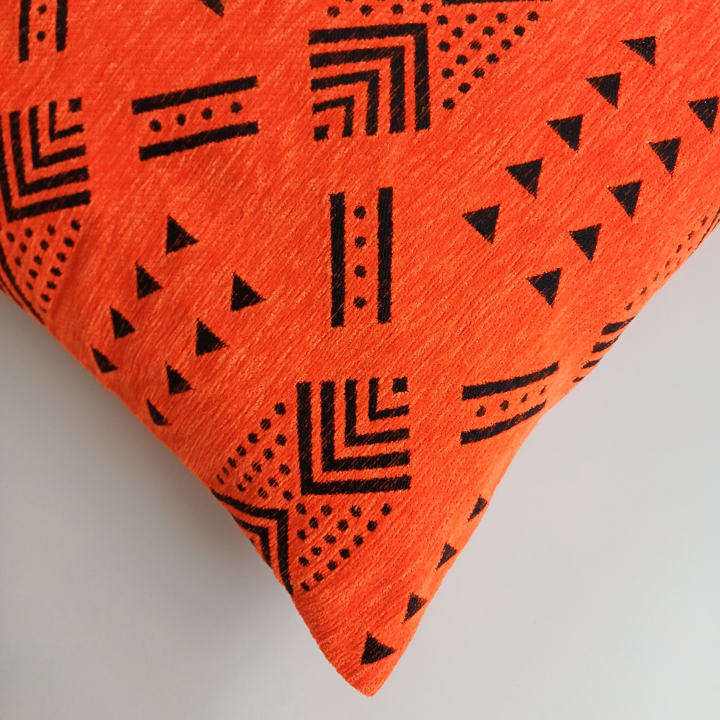 Moroccan Handmade Orange Velvet Cushion Cover 16''x16'' / 40x40 CM