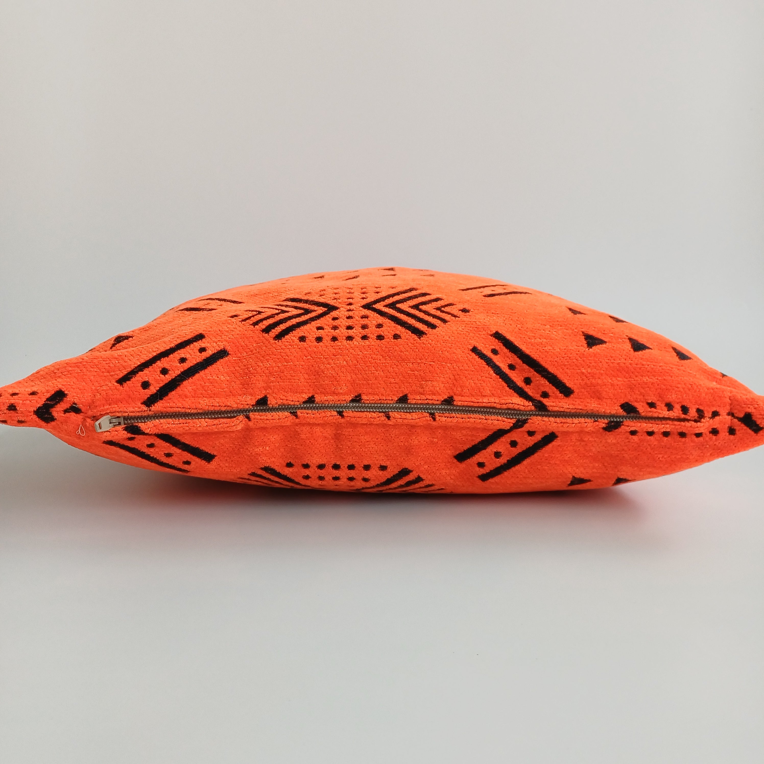 Moroccan Handmade Orange Velvet Cushion Cover 16''x16'' / 40x40 CM