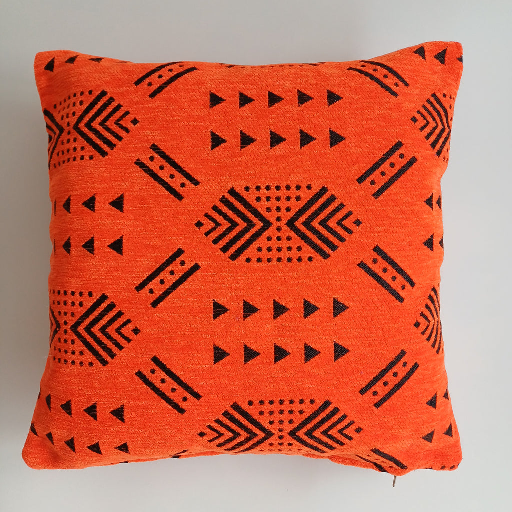 Moroccan Handmade Orange Velvet Cushion Cover 16''x16'' / 40x40 CM