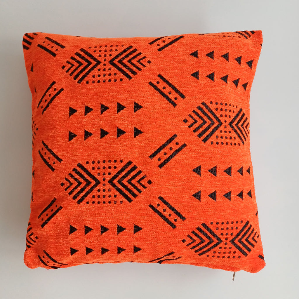 Moroccan Handmade Orange Velvet Cushion Cover 16''x16'' / 40x40 CM